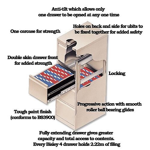 4 Drawer Steel Filing Cabinet Flush Front Brown Cream Bisley 4 Drawer Steel Filing Cabinet Flush