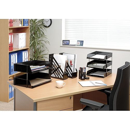 Mind Reader Metal Mesh Desk Tray Organizer, 5-Tier, Letter Size, 14 X 1175 X 145 Black