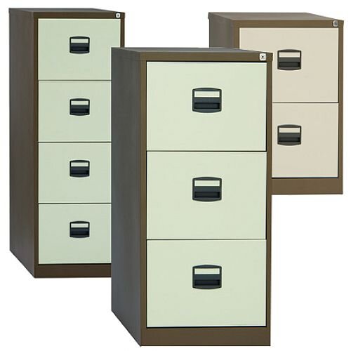 4 Drawer Steel Filing Cabinet Lockable Brown Cream Trexus By