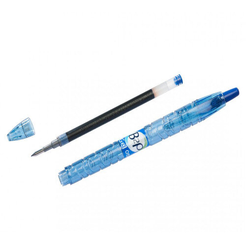 Pilot Begreen B2P Rollerball Pen Recycled Retractable 0.7mm Tip 0.39mm Line Blue Ref 054101003 [Pack 10] Additional Image 3