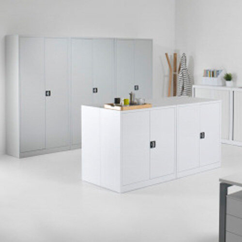 Steel Double Door Cupboard 1000 mm H x 920 mm W x 420 mm D in Grey Additional Image 3