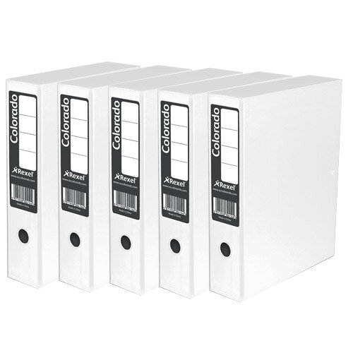 Rexel Colorado Box File with Lock Spring 70mm Spine A4 White Ref
