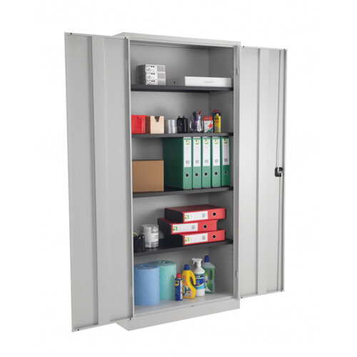 Steel Double Door Cupboard 1950 mm H x 19140 mm W x 400 mm D in Grey Additional Image 1