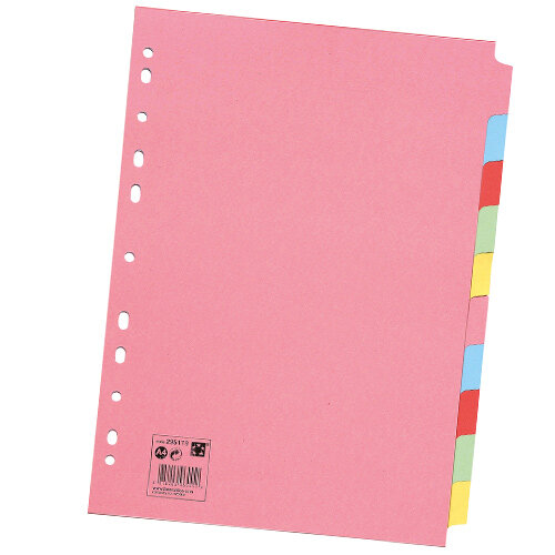 10-Part Subject Dividers Multipunched A4 Assorted 5 Star