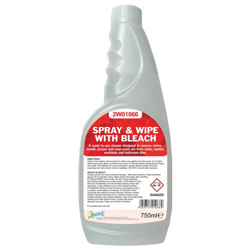 2Work Spray And Wipe With Bleach 750ml Pack of 6 256