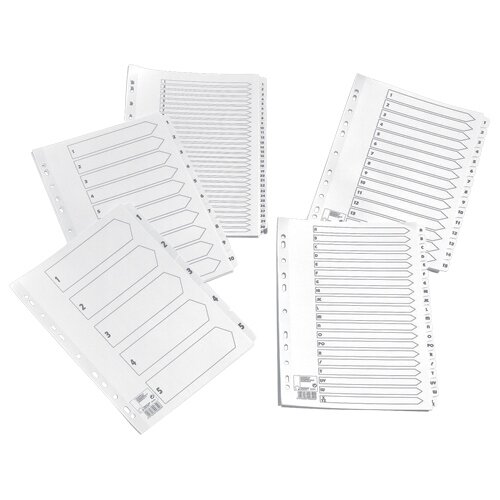 1-15 A4 Index Clear Mylar Tabs White 5 Star - Hunt Office UK