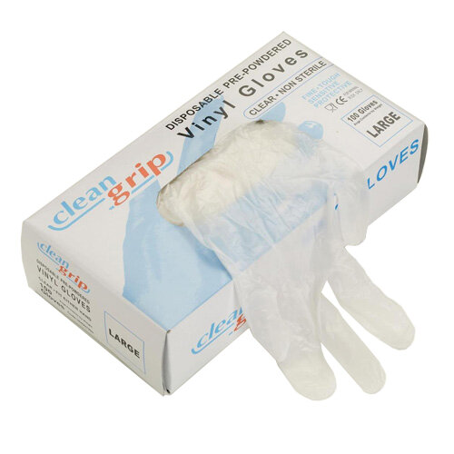 PowderFree Size Extra Large Disposable Vinyl Gloves Clear 1 Pack of 100 Gloves Hunt Office UK