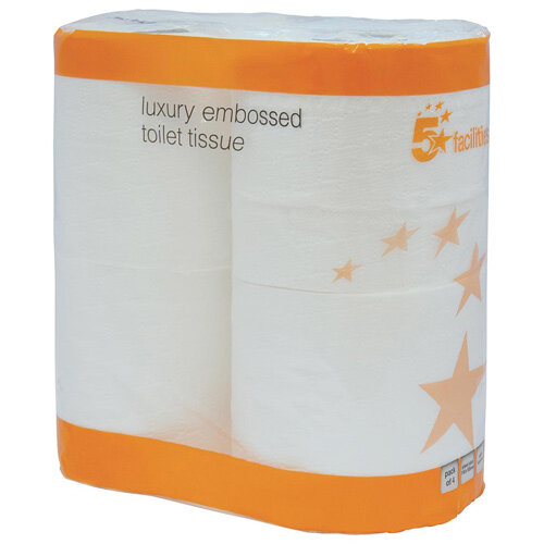 5 Star Luxury Toilet Tissue Paper Rolls White 240 Sheets per Roll (Pack 40 Rolls)