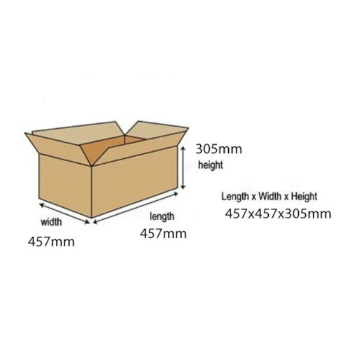 Double Wall Packing Cardboard Boxes 457x457x305mm (Pack of 15)- Dimensions