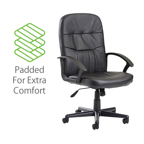 side view padded for extra comfort fetaure Cavalier High-Back Managers Chair - Black Office Chair - Ergonomic Padding & Support - Padded for extra comfort