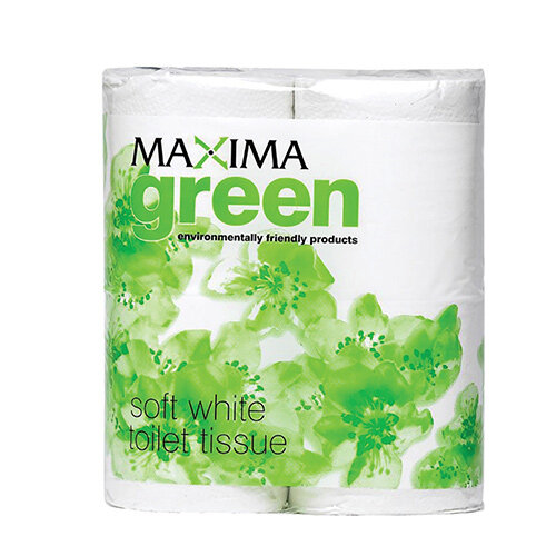 Maxima Green Recycled Toilet Tissue Paper Roll White 2 Ply Pack 36 Toilet Paper Rolls