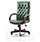 Chesterfield Traditional Executive Office Chair, Green Leather Seat & Back - Fixed Wooden Padded Arms, 5-Star Base Additional Image 1
