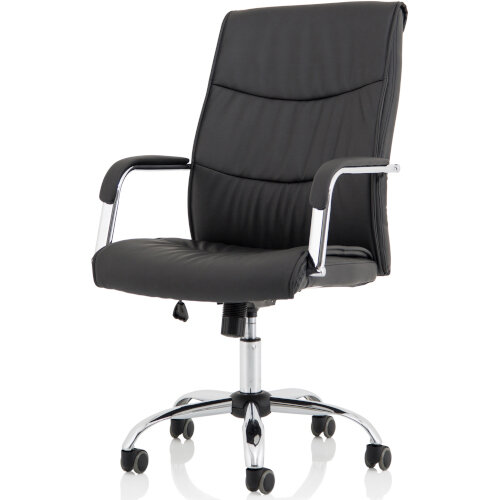 Side view of Carter high back faux leather executive chair with padded armrests
