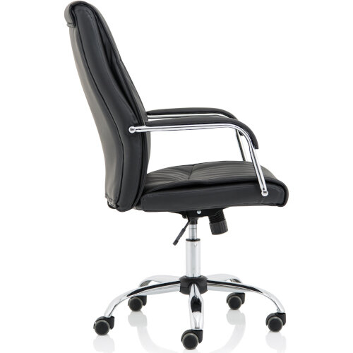 Side view of Carter high back faux leather executive chair with padded armrests