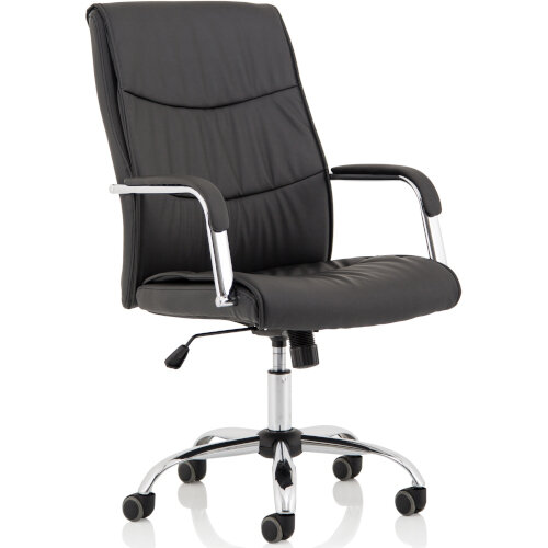 Side view of Carter high back faux leather executive chair with padded armrests