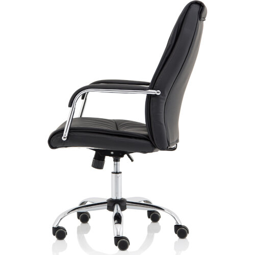 Side view of Carter high back faux leather executive chair with padded armrests