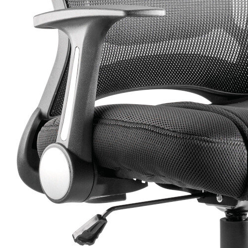Zeus Task Operator Office Chair Black Fabric Black Mesh Back With Fold Up Arms  Additional Image 2