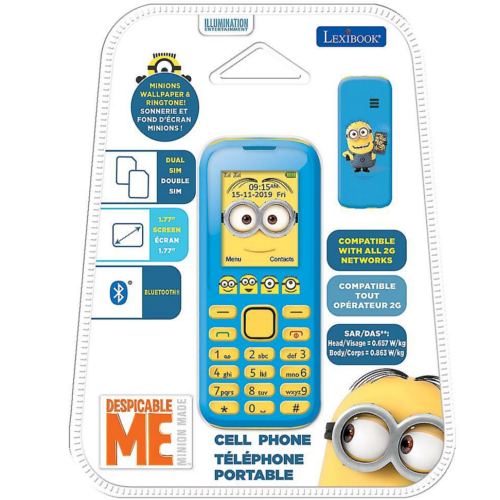 Lexibook GSM20DES Despicable Me Dual Sim 2G Mobile Phone FM Radio, Bluetooth and Torch light - Blue at HuntOffice.co.uk