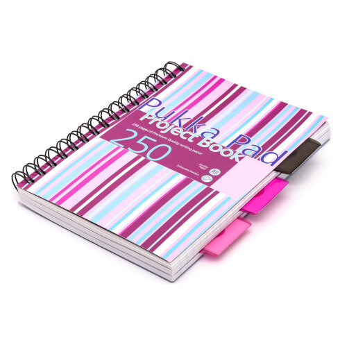 Pukka Pad A5 Wirebound Project Book Asst Pack of 33 with Divider - Pink 