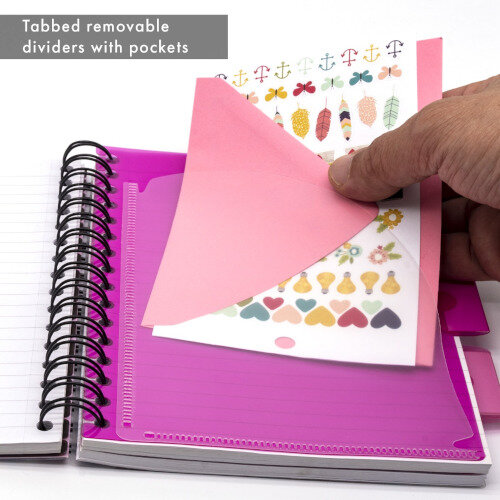 Pukka Pad A5 Wirebound Project Book Asst Pack of 33 with Divider - Tabbed Repositionable Dividers With Storage pockets