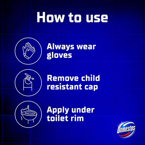 Domestos Pack of 9 Original Bathroom Disinfectant Thick Bleach 750ml - Wear Gloves - Remove Cap -  Apply Under Rim