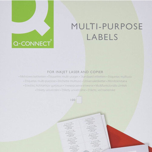 Q-Connect 16 Per Sheet Multi-Purpose Labels 99.1x34mm (1600 Labels)