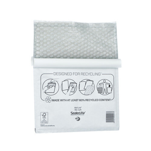 Mail Lite Plus - Bubble Lined Postal Bags - Oyster White - Pack of 50 - Size C/0 150x210mm - Inside Visible