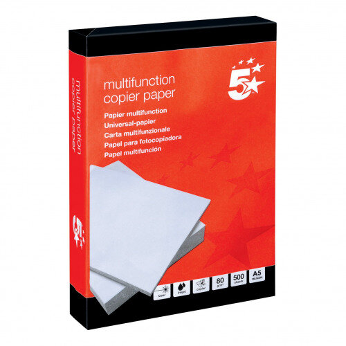 5 Star Multifunctional Printer Paper A5 80gsm White 500 Sheets - Pack of 10 Additional Image 1