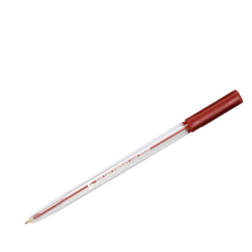 Ballpoint Pen Red Medium Clear Barrel Pack 50 5 Star - Tilted