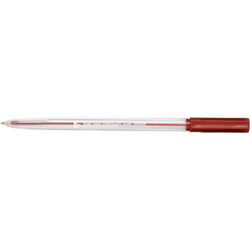 Ballpoint Pen Red Medium Clear Barrel Pack 50 5 Star - Horizontal
