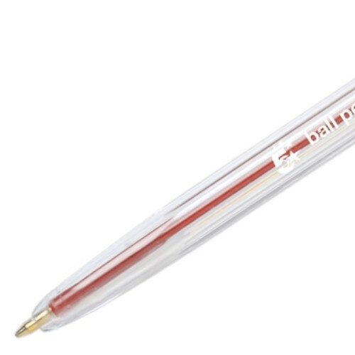 Ballpoint Pen Red Medium Clear Barrel Pack 50 5 Star - Tip