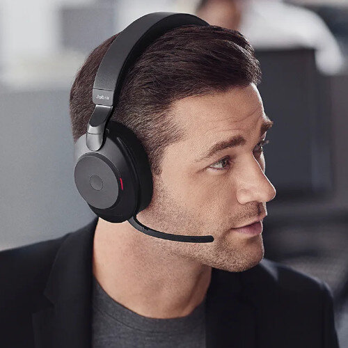 JABRA GN Jabra Evolve2 65 Wireless Over-the-head Stereo Headset - Black - Binaural - Supra-aural - Bluetooth - USB Type A - Noise Cancelling Microsoft Teams Certified Stereo Headphones With Long-Lasting Battery at Hunt Office Ireland