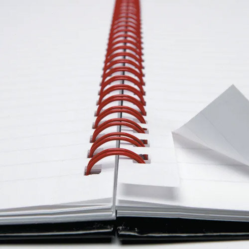 A4 Book Wirebound 90gsm Ruled and Perforated 140pp Ref 100102248 Black n Red [Pack 5]