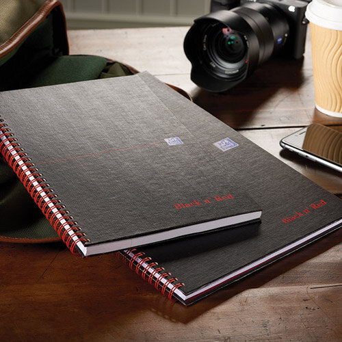 Black n Red A4 + Wirebound Book Ruled and Perforated 140 Pages Matt