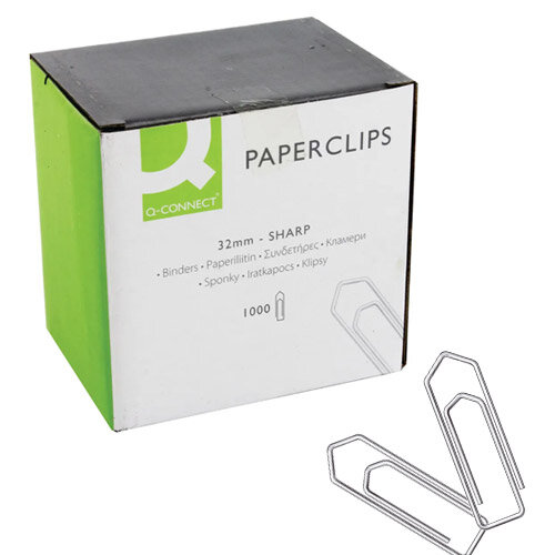 Q-Connect Medium Paperclip 32mm No Tear Pack 1000