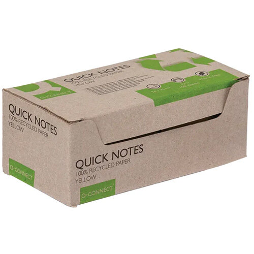 Q-Connect Recycled Notes 76x76mm Yellow Pack of 12 KF17321