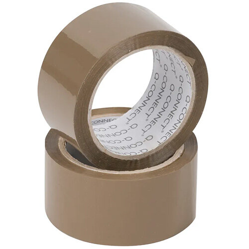 Q-Connect Polypropylene Packaging Tape 50mmx66m Brown (Pack of 6) KF27010