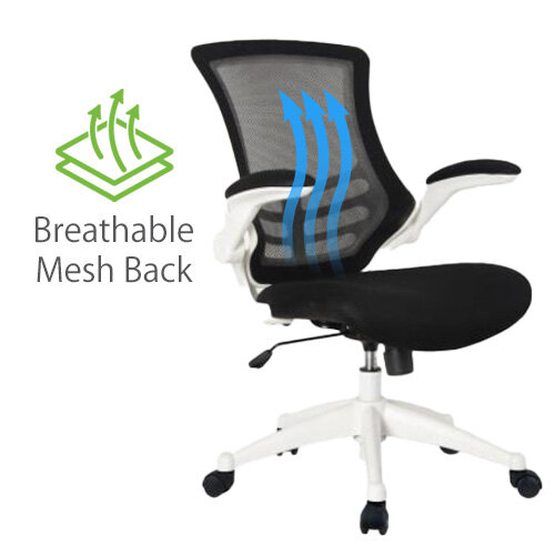 Executive Mesh White Office Chair - Ergonomic High Back, Adjustable Arms, Tilt & Lumbar Support 2 Year Warranty - Breathable Mesh Back