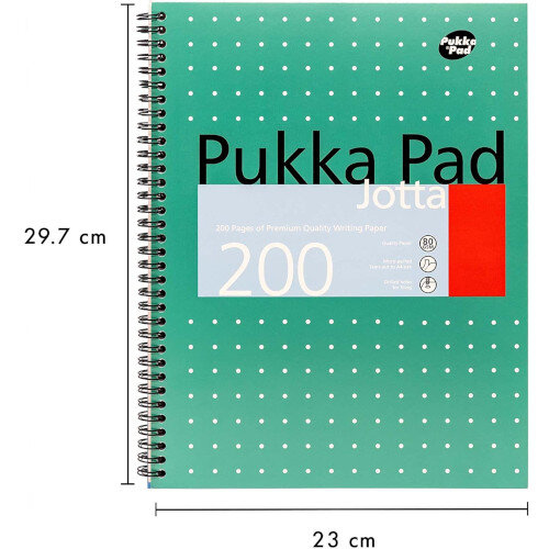 Pukka Pad Ruled Wirebound Metallic Jotta Notebook 200 Pages A4 (Pack of 3) JM018 - Dimension