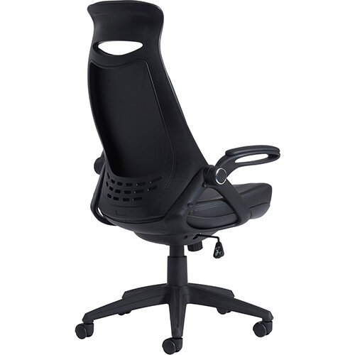 Tuscan high back managers chair with head support - black leather faced Additional Image 1