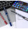 uni-ball Eye Micro UB-150 Liquid Ink Rollerball Pen 0.5mm Tip 0.3mm Line Plastic Free Packaging Black/Blue/Red (Pack 3)