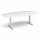 Elev8 Touch radial boardroom table 2400mm x 800/1300mm - silver frame, white top
