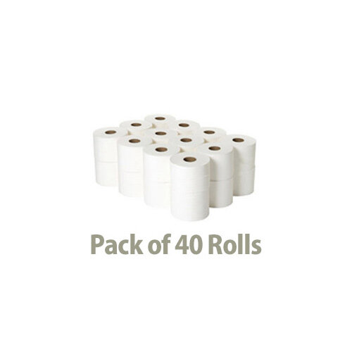 2Work Luxury Quilted Toilet Tissue Paper Rolls White 3-Ply Roll (10 Packs of 4) 40 Rolls in Total TQ4Pk