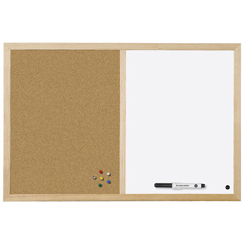 Pin Board Home Office Bundle Cork and Drywipe Combination Board