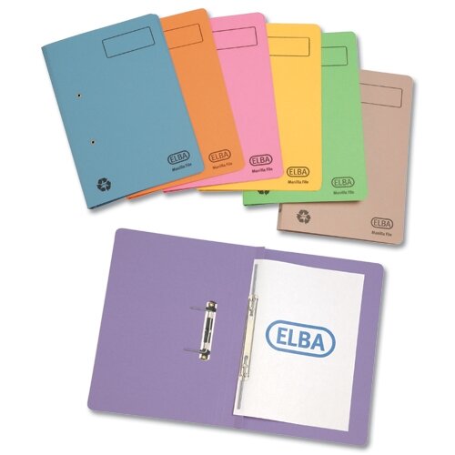 Transfer Spring File Recycled Foolscap Blue 35mm Pack 25 Elba Spirosort