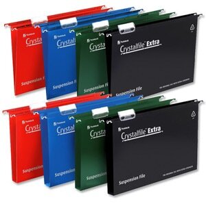Rexel Crystalfile Extra Foolscap Vertical Suspension File Black Plastic 50mm Pack 25