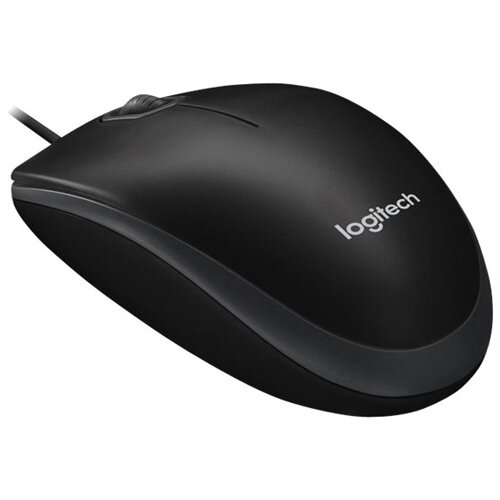 Logitech B100 Optical USB Mouse - USB Wired Interface, 800 DPI, Pressed Buttons, - Mac & Windows Compatible - Comfortable, Ambidextrous Design Smooth - Precise Cursor Control - Colour: Black 910-003357