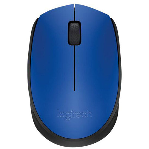 Logitech M171 - Mouse - right and left-handed - wireless - 2.4 GHz - USB wireless receiver - black, blue
