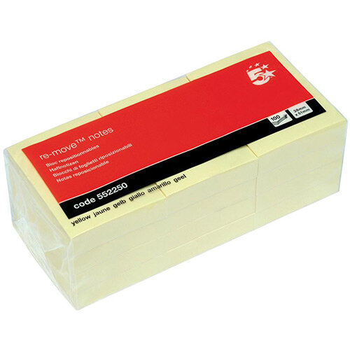 Sticky Notes Pad of 100 Sheets 38x51mm Yellow Pack 12 5 Star