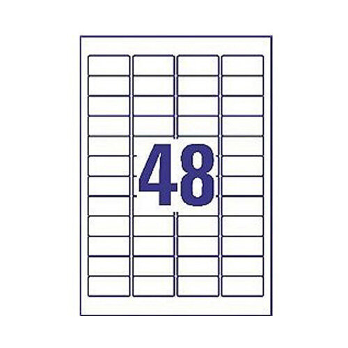 Avery L4736REV-25 Removable Laser Labels 48 per Sheet 45.7x21.2mm White 1200 Labels